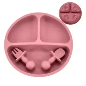Juego De Plato De Silicon Para Bebé, Cuchara Y Tenedor
