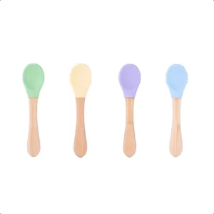 Cuchara de silicón y bambú 4 colores disponibles